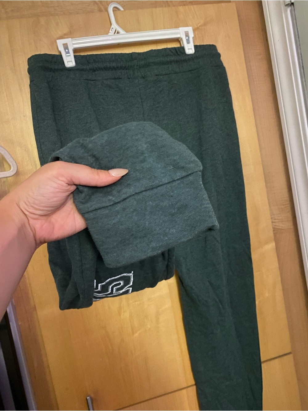 Michigan State Spartans Dark Green Drawstring Jogger Pajama Sweatpants Women’s L - Picture 4 of 6